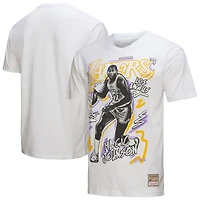 T-shirt blanc pour homme Mitchell & Ness Magic Johnson des Los Angeles Lakers Hardwood Classics Chalked Up