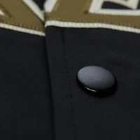 Veste Mitchell & Ness pour homme, olive/noir, Los Angeles Lakers, pochette en satin raglan à boutons-pression.
