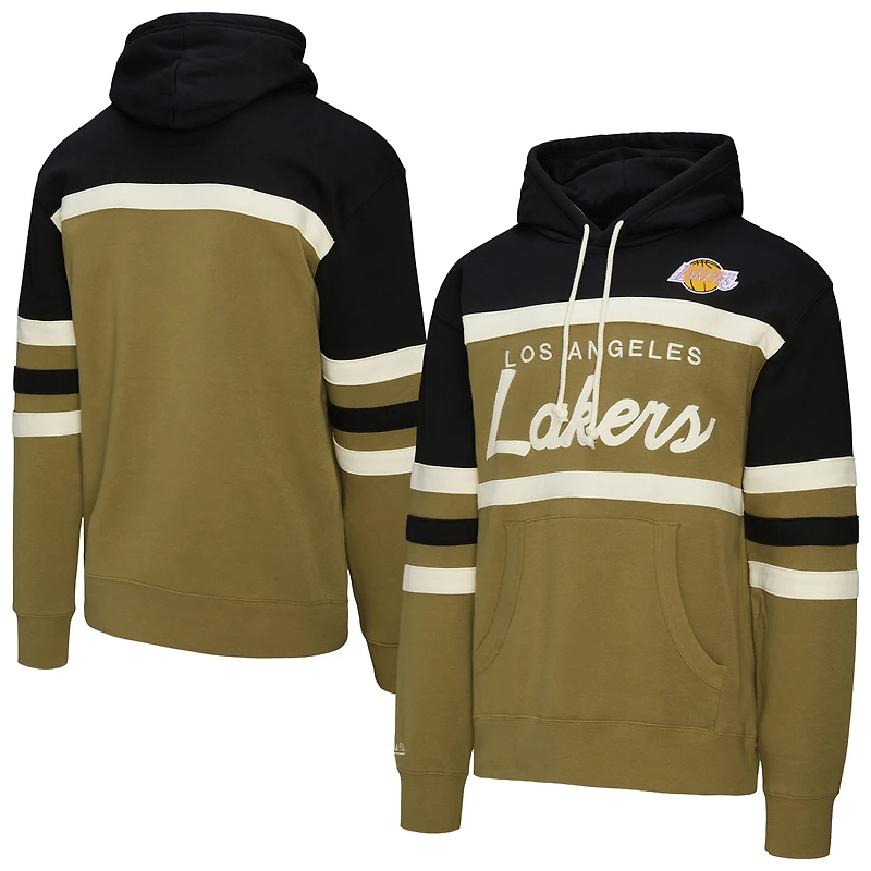 Men's Mitchell & Ness Olive/Black Los Angeles Lakers Double Clutch Head Coach Hoodie