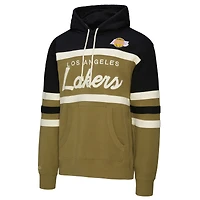 Sweat à capuche Mitchell & Ness olive/noir pour homme, entraîneur-chef des Los Angeles Lakers, double embrayage