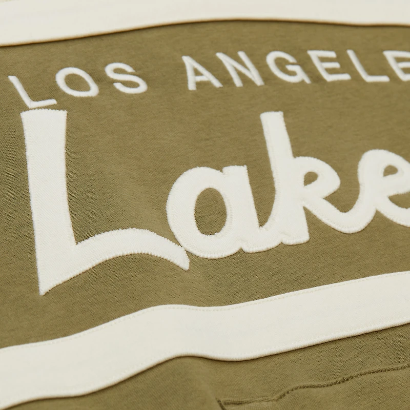 Sweat à capuche Mitchell & Ness olive/noir pour homme, entraîneur-chef des Los Angeles Lakers, double embrayage