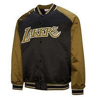 Veste Mitchell & Ness Olive Los Angeles Lakers Clutch Satin Raglan Full-Snap pour homme