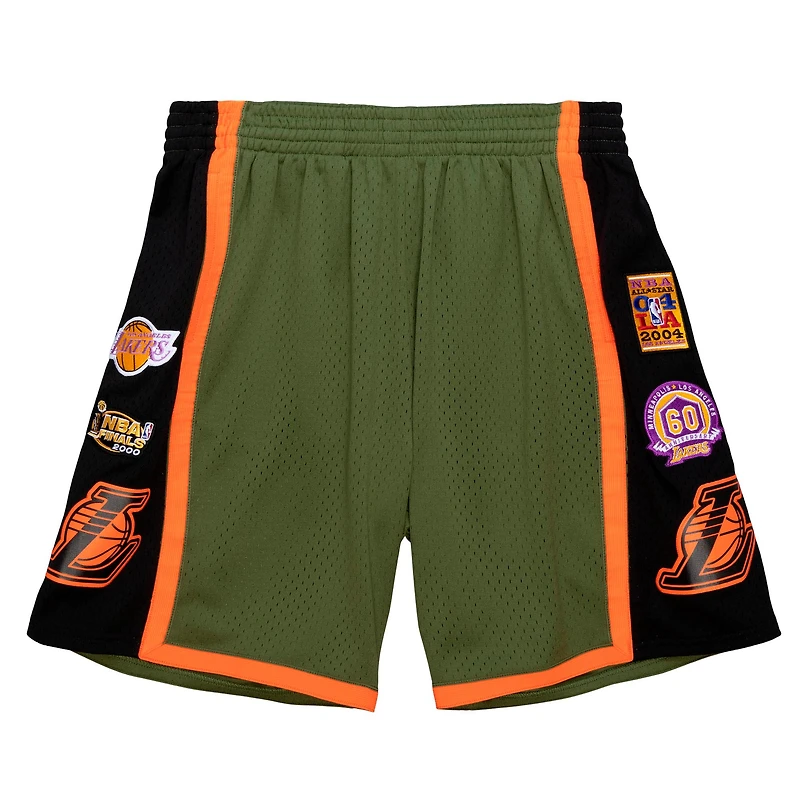 Men's Mitchell & Ness Olive Los Angeles Lakers Hardwood Classics Flight Edition Swingman - Shorts