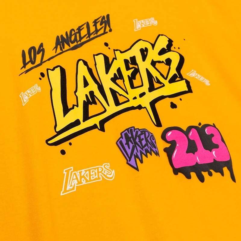 T-shirt pour homme Mitchell & Ness Orange Los Angeles Lakers Hardwood Classics Slap