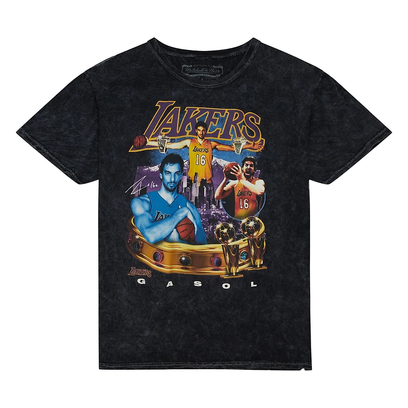 T-shirt couronné noir des Lakers de Los Angeles Mitchell & Ness Pau Gasol pour hommes