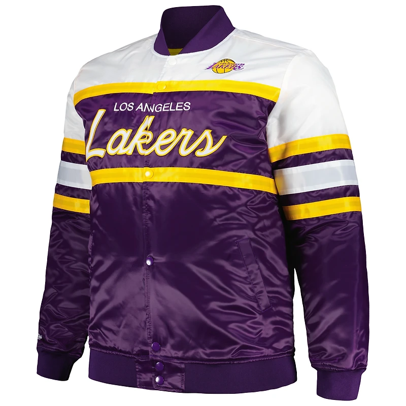 Men's Mitchell & Ness Purple/Gold Los Angeles Lakers Big Tall Heavyweight Full-Snap Satin Jacket