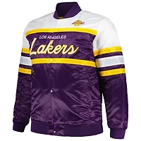 Men's Mitchell & Ness Purple/Gold Los Angeles Lakers Big Tall Heavyweight Full-Snap Satin Jacket