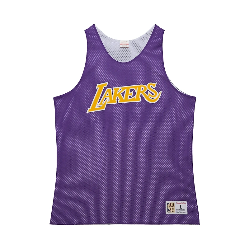 Men's Mitchell & Ness Purple/White Los Angeles Lakers Hardwood Classics Reversible Mesh Practice Jersey