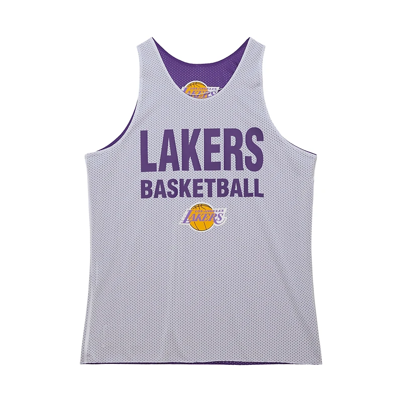 Men's Mitchell & Ness Purple/White Los Angeles Lakers Hardwood Classics Reversible Mesh Practice Jersey