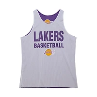 Men's Mitchell & Ness Purple/White Los Angeles Lakers Hardwood Classics Reversible Mesh Practice Jersey