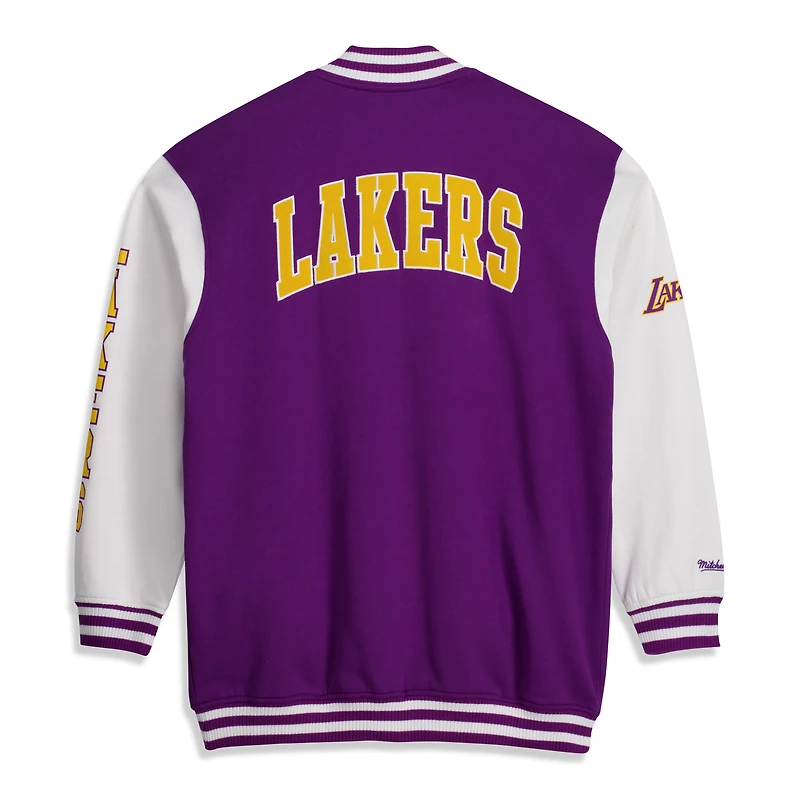 Men's Mitchell & Ness Purple Los Angeles Lakers Big Tall Hardwood Classics Full-Snap Varsity Jacket