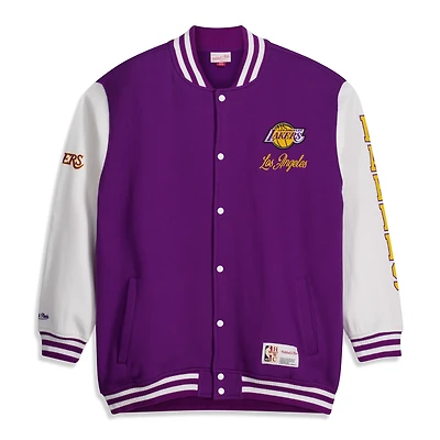 Men's Mitchell & Ness Purple Los Angeles Lakers Big Tall Hardwood Classics Full-Snap Varsity Jacket