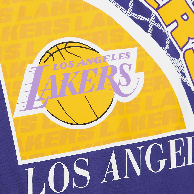 Men's Mitchell & Ness  Purple Los Angeles Lakers Hardwood Classics Logo Blast T-Shirt