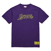 T-shirt Mitchell & Ness violet pour homme Los Angeles Lakers Hardwood Classics Neon Nights Premium