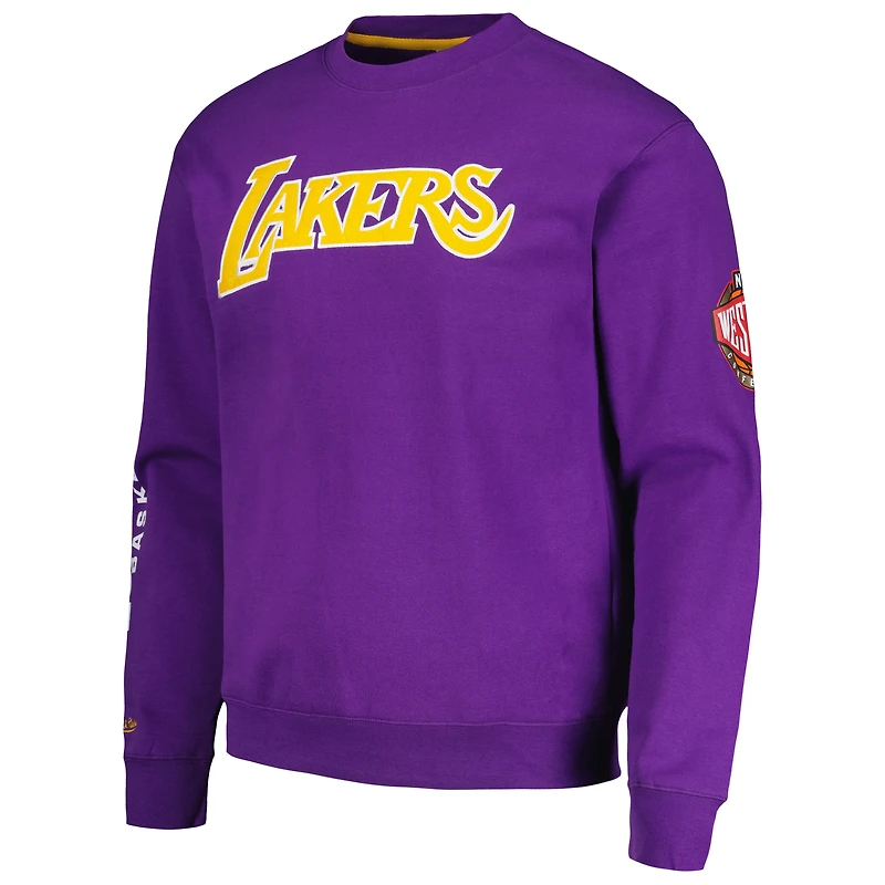 Men's Mitchell & Ness Purple Los Angeles Lakers Hardwood Classics There and Back Pullover Sweatshirt