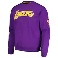 Men's Mitchell & Ness Purple Los Angeles Lakers Hardwood Classics There and Back Pullover Sweatshirt