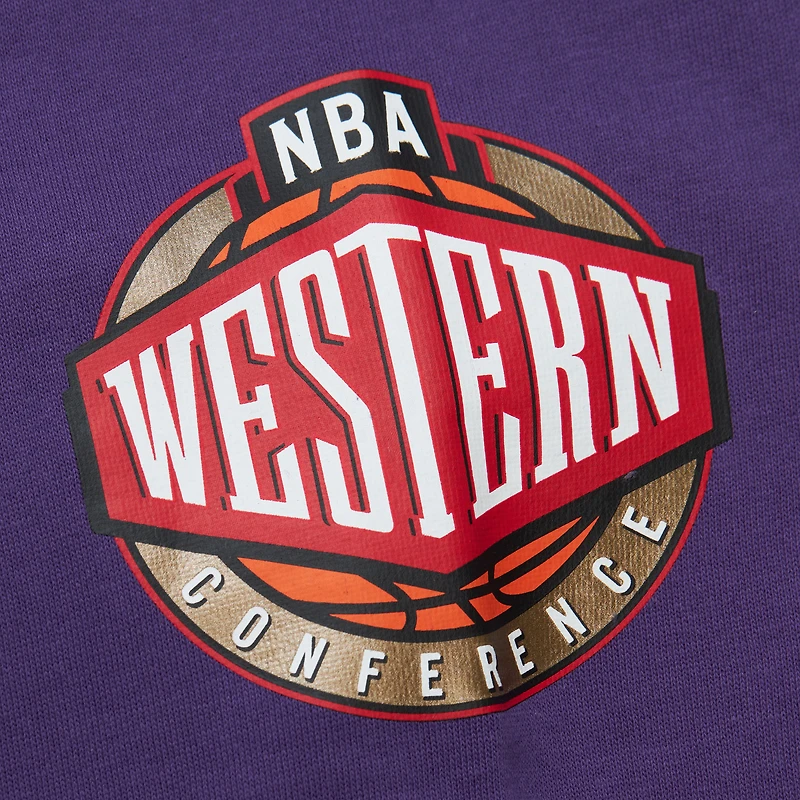 Men's Mitchell & Ness Purple Los Angeles Lakers Hardwood Classics There and Back Pullover Sweatshirt