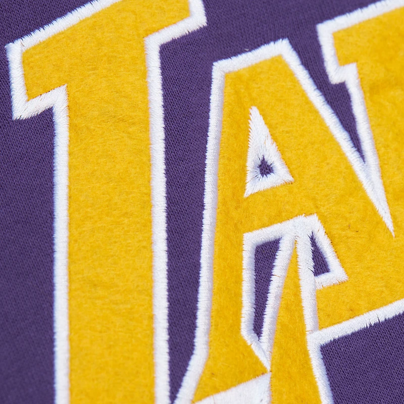 Men's Mitchell & Ness Purple Los Angeles Lakers Hardwood Classics There and Back Pullover Sweatshirt