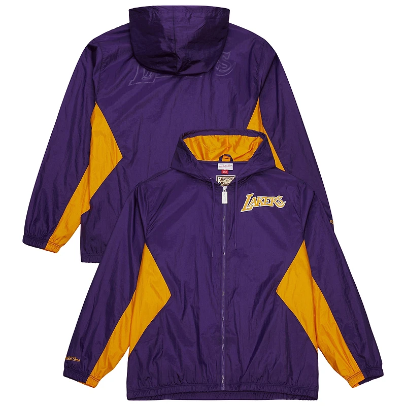 Veste coupe-vent à capuche entièrement zippée Mitchell & Ness violette Los Angeles Lakers Playmaker pour homme