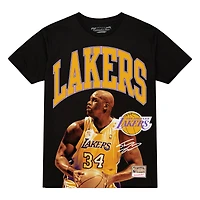 T-shirt noir Mitchell & Ness Shaquille O'Neal pour homme, Los Angeles Lakers Hardwood Classics Player Arch