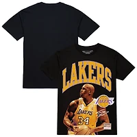 T-shirt noir Mitchell & Ness Shaquille O'Neal pour homme, Los Angeles Lakers Hardwood Classics Player Arch