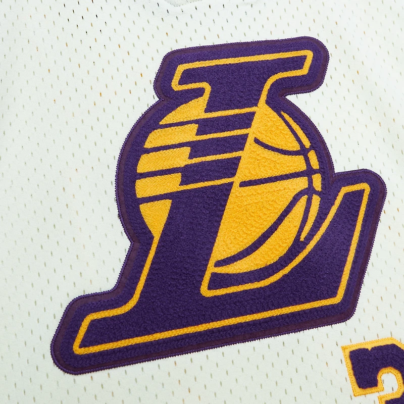 Men's Mitchell & Ness Shaquille O'Neal Cream Los Angeles Lakers Chainstitch Swingman Jersey