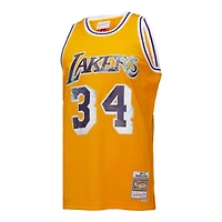Men's Mitchell & Ness Shaquille O'Neal Gold Los Angeles Lakers 1996/97 Hardwood Classics 75th Anniversary Diamond Swingman - Jersey