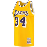 Men's Mitchell & Ness Shaquille O'Neal Gold Los Angeles Lakers 1996/97 Hardwood Classics Authentic Jersey