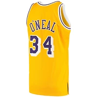 Maillot authentique Mitchell & Ness Shaquille O'Neal doré des Los Angeles Lakers 1996/97 Hardwood Classics pour homme