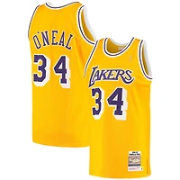 Men's Mitchell & Ness Shaquille O'Neal Gold Los Angeles Lakers 1996/97 Hardwood Classics Authentic Jersey