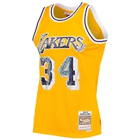 Men's Mitchell & Ness Shaquille O'Neal Gold Los Angeles Lakers 1996-97 Hardwood Classics NBA 75th Anniversary Diamond Swingman Jersey