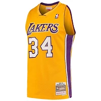 Maillot Swingman Mitchell & Ness Shaquille O'Neal doré Los Angeles Lakers Hardwood Classics pour hommes