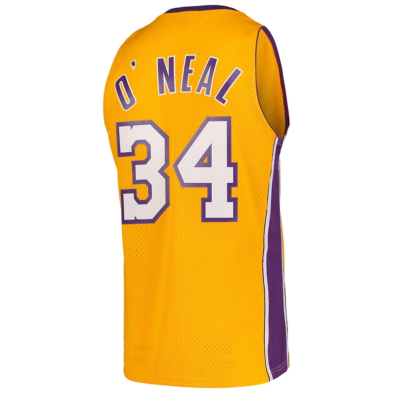 Maillot Swingman Mitchell & Ness Shaquille O'Neal doré Los Angeles Lakers Hardwood Classics pour hommes