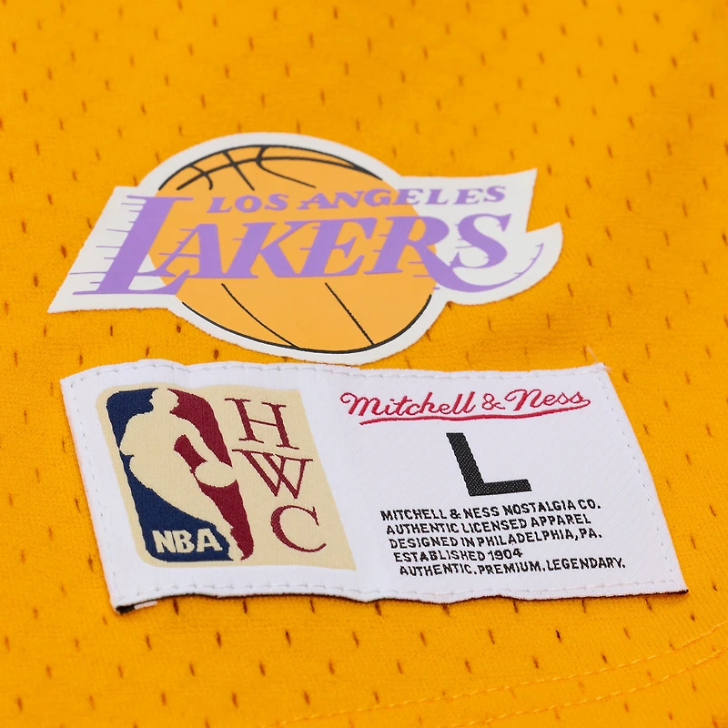 Men's Mitchell & Ness Shaquille O'Neal Gold Los Angeles Lakers Mesh Name Number Short Sleeve Hoodie