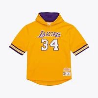 Men's Mitchell & Ness Shaquille O'Neal Gold Los Angeles Lakers Mesh Name Number Short Sleeve Hoodie