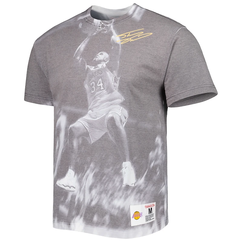 Men's Mitchell & Ness Shaquille O'Neal Heather Gray Los Angeles Lakers Above The Rim T-Shirt