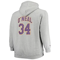 Men's Mitchell & Ness Shaquille O'Neal Heathered Gray Los Angeles Lakers Big Tall Name Number Pullover Hoodie