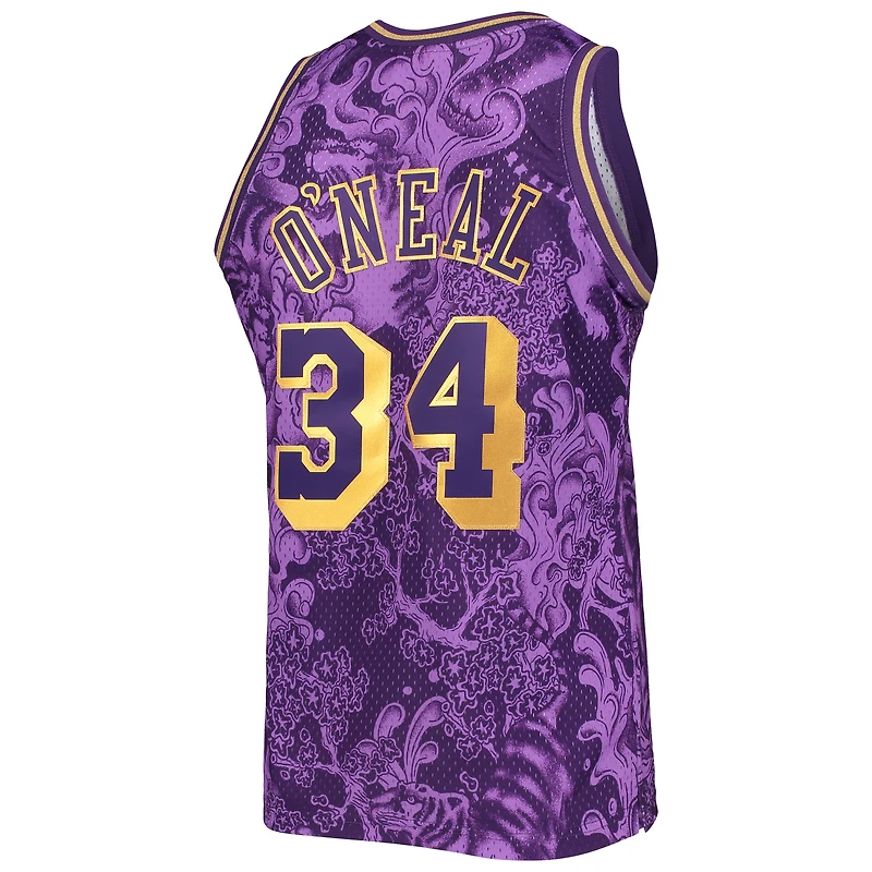 Maillot Swingman du Nouvel An lunaire Mitchell & Ness Shaquille O'Neal violet Los Angeles Lakers Hardwood Classics 1996/97 pour hommes