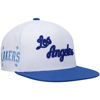 Casquette pour homme Mitchell & Ness Blanc/Royal Los Angeles Lakers Hardwood Classics Snapback