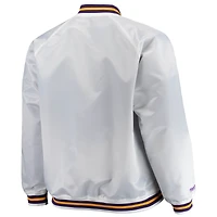 Veste blanche à boutons-pression raglan en satin pour hommes Mitchell & Ness des Lakers de Los Angeles Big Tall Hardwood Classics
