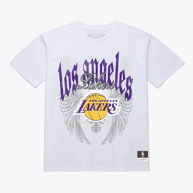 T-shirt Mitchell & Ness blanc Los Angeles Lakers Old English Classic pour homme