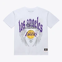 T-shirt Mitchell & Ness blanc Los Angeles Lakers Old English Classic pour homme