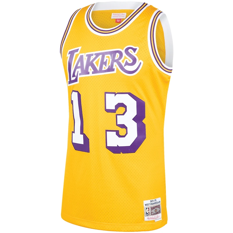 Men's Mitchell & Ness Wilt Chamberlain Gold Los Angeles Lakers 1971/72 Hardwood Classics Swingman Jersey