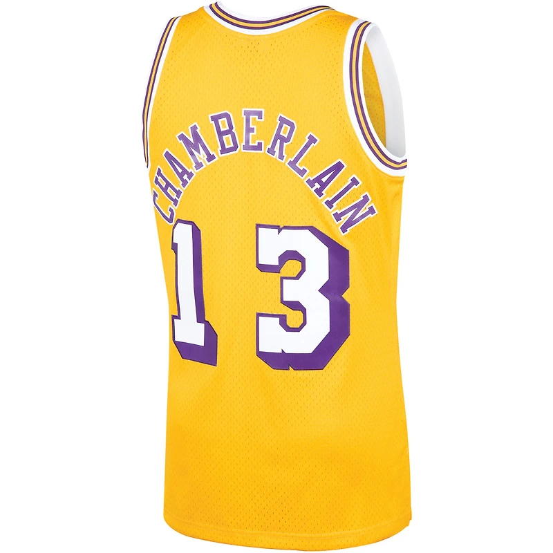 Men's Mitchell & Ness Wilt Chamberlain Gold Los Angeles Lakers 1971/72 Hardwood Classics Swingman Jersey