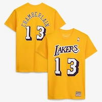 T-shirt avec nom et numéro de point Mitchell & Ness Wilt Chamberlain Gold Los Angeles Lakers Hardwood Classics pour hommes