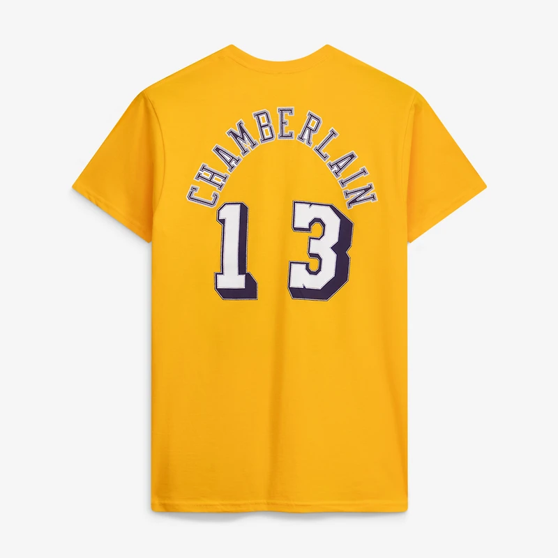 T-shirt avec nom et numéro de point Mitchell & Ness Wilt Chamberlain Gold Los Angeles Lakers Hardwood Classics pour hommes