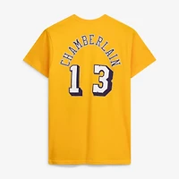 T-shirt avec nom et numéro de point Mitchell & Ness Wilt Chamberlain Gold Los Angeles Lakers Hardwood Classics pour hommes