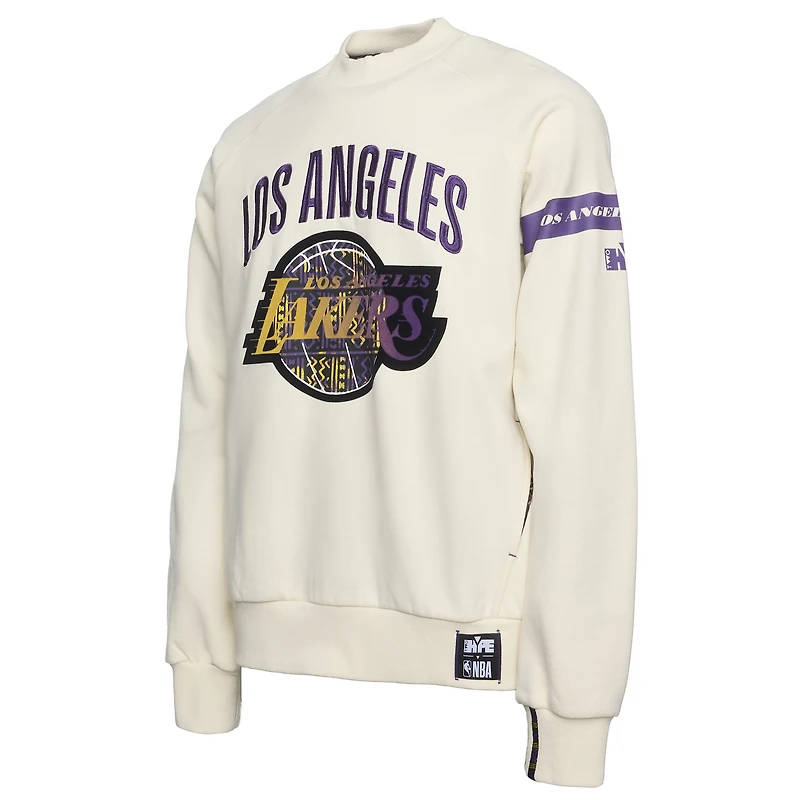 Men's NBA x Two Hype  Cream Los Angeles Lakers Culture & Hoops Collection Premium Pullover Sweatshirt