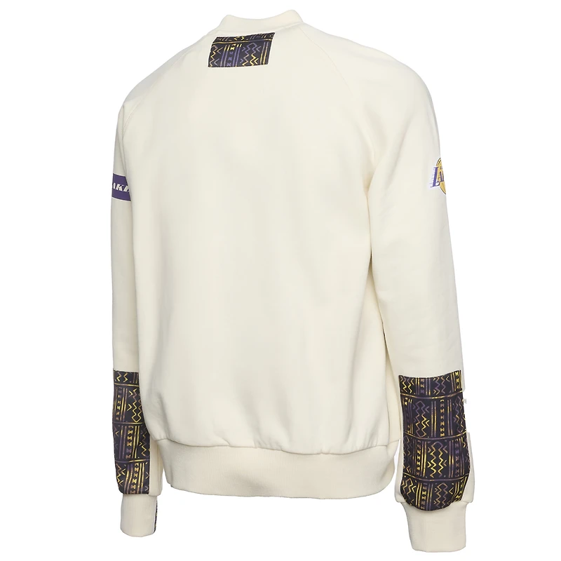 Men's NBA x Two Hype  Cream Los Angeles Lakers Culture & Hoops Collection Premium Pullover Sweatshirt