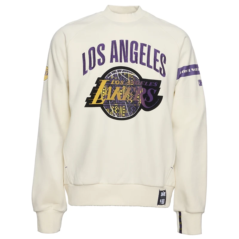Men's NBA x Two Hype  Cream Los Angeles Lakers Culture & Hoops Collection Premium Pullover Sweatshirt